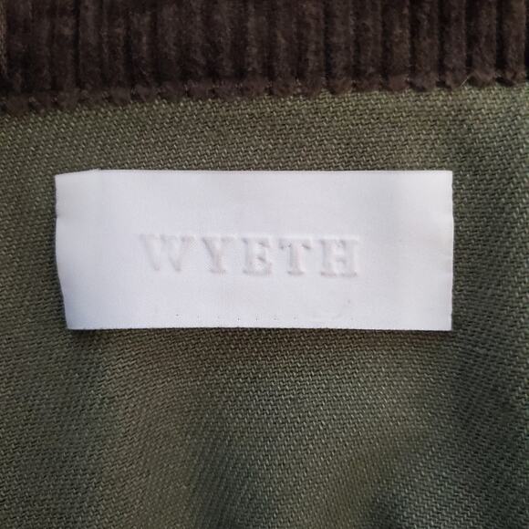 Wyeth Jacey Barn Jacket Chore Coat Army Green Corduroy Trim Full Zip Size Large - Picture 10 of 12